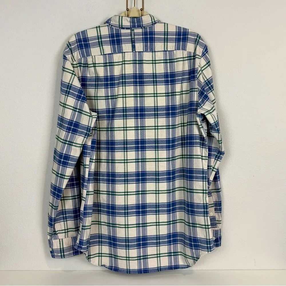 Banana Republic Oxford Slim Fit Blue Green Plaid Corduroy Details L